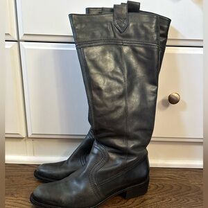 Vintage Genuine Leather Black Riding Boots